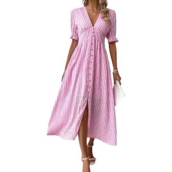 Pink Striped Maxi Dress - Picture 2 of 13